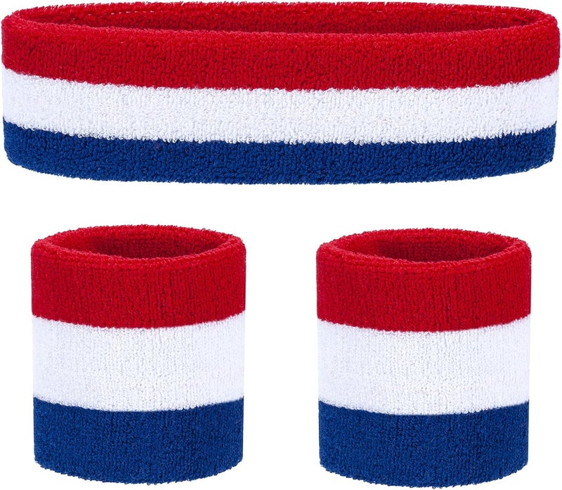 FACATH Sweatbands Headband and Wrist Set, Cotton Sweat Band for Athletic Men and Women, Sweatbands Sports Headbands for Working Out, Running, Basketball, Tennis, Yoga - Image 1
